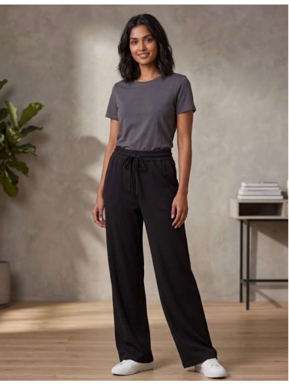 Women's Altar’d State As Revival Wide Leg Drawstring Trousers Black Size M